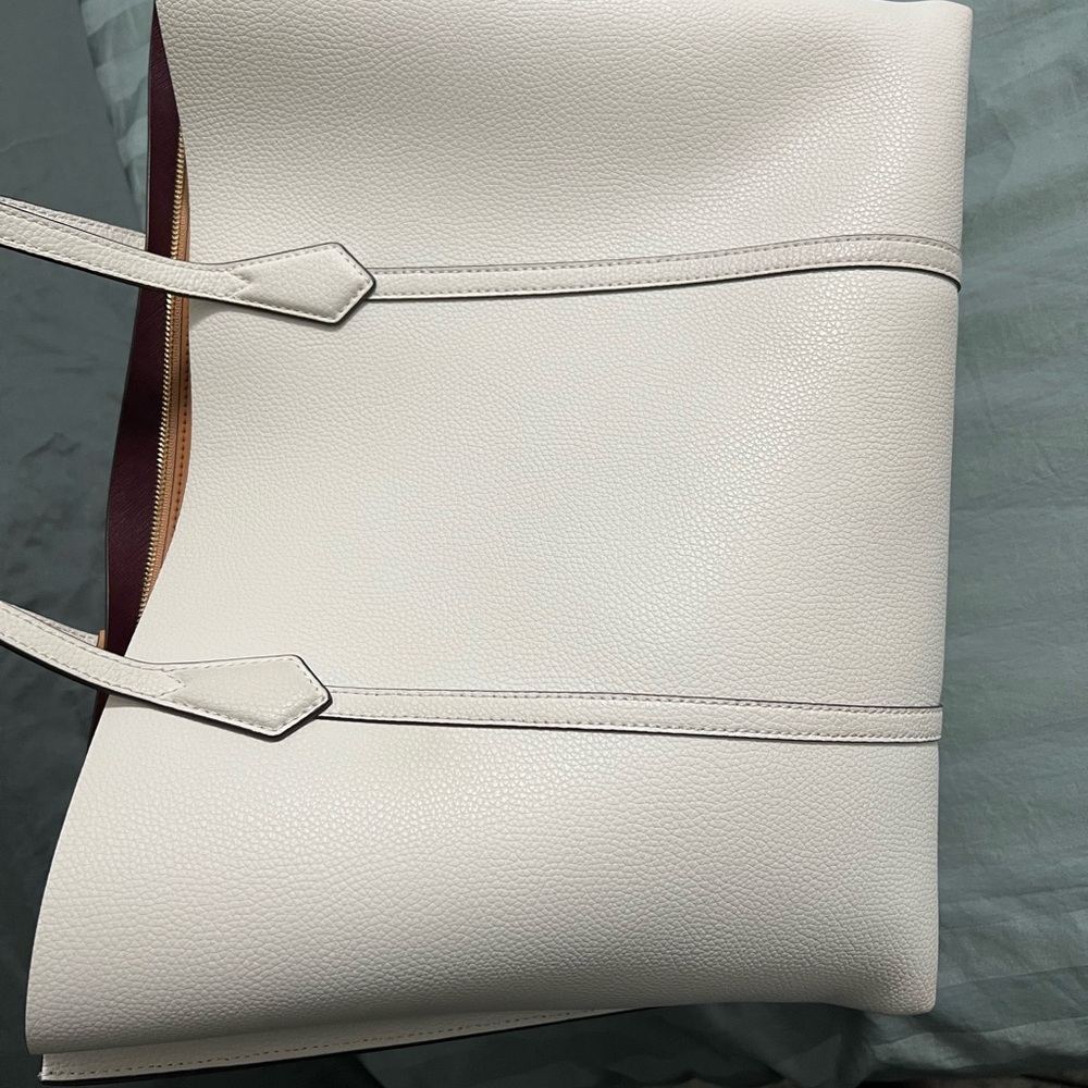 Tory Burch White and Tan Leather Tote - Picture 3 of 9